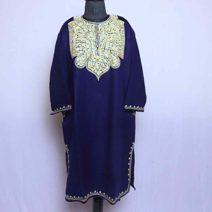 Dark Blue Cashmilon Aari Pheran - Image 2