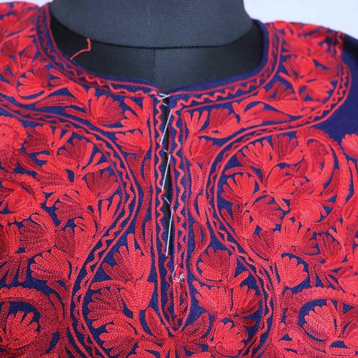 Enchanted Midnight Mystique - Dark Blue Cashmilon Aari Pheran - Image 2