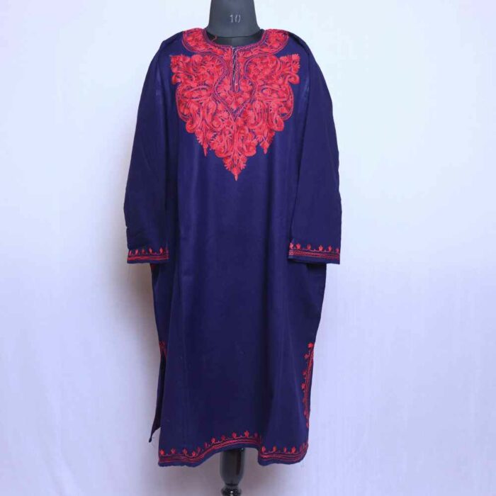 Enchanted Midnight Mystique - Dark Blue Cashmilon Aari Pheran - Image 3