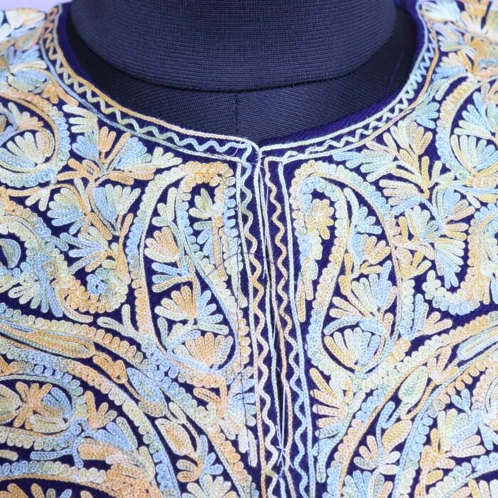 Dark Blue Cashmilon Aari Pheran - Image 3