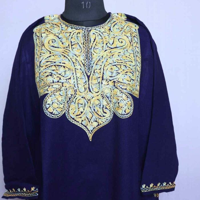 Dark Blue Cashmilon Aari Pheran