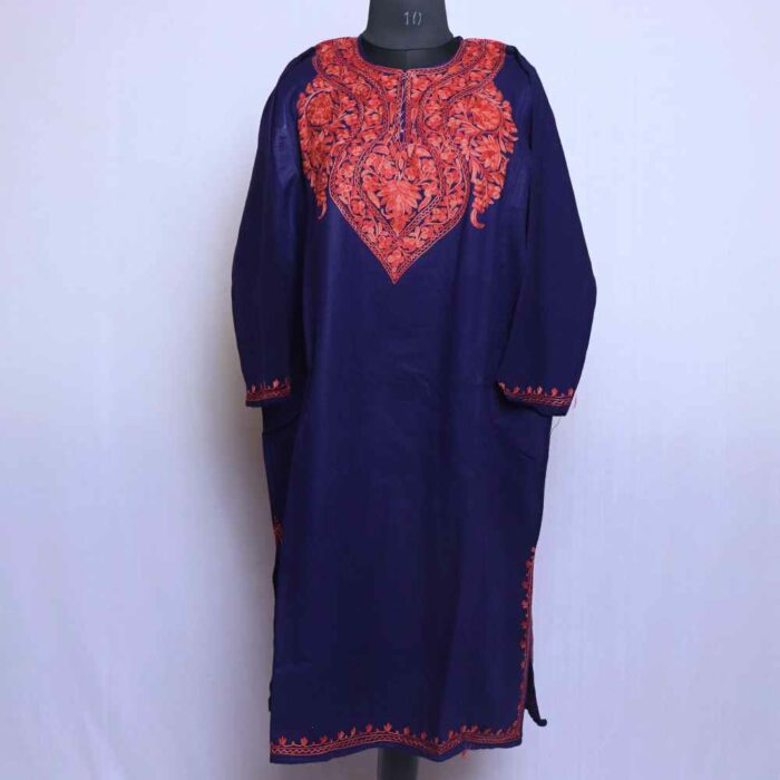 Dark Blue Kashmiri Pheran - Elegant Winter Heritage Fashion - Image 2
