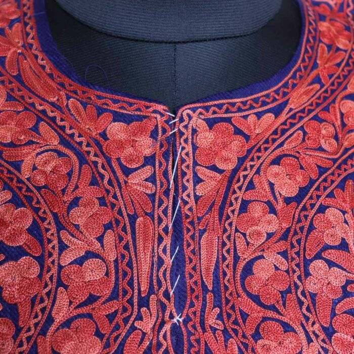 Dark Blue Kashmiri Pheran - Elegant Winter Heritage Fashion - Image 3