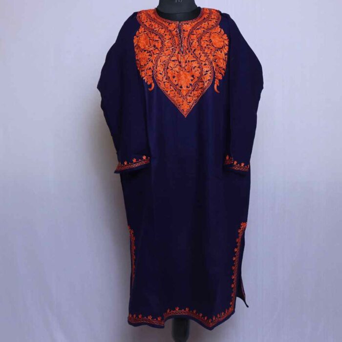 Dark Blue Kashmiri Pheran - Traditional Winter Fashion Heritage - Image 2