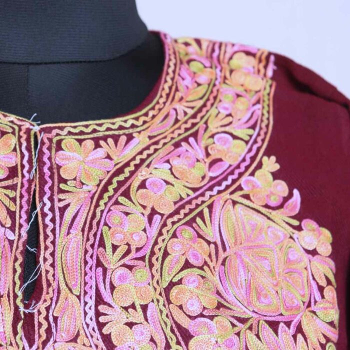 Maroon Aari Cashmilon Pheran - Image 3