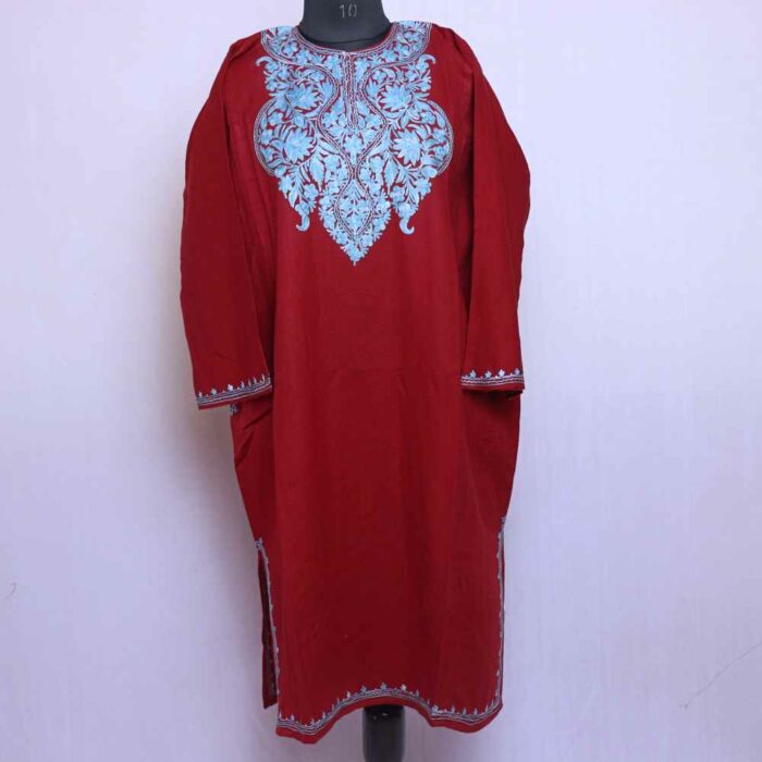 Maroon Aabi Aari Cashmilon Pheran - Image 2