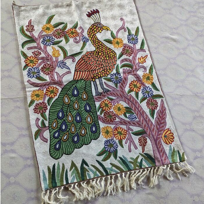 Peacock Kashmiri Chainstitch Wall Hanging 3x2