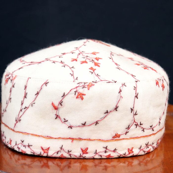 White Toosha Sozni Handwork Cap