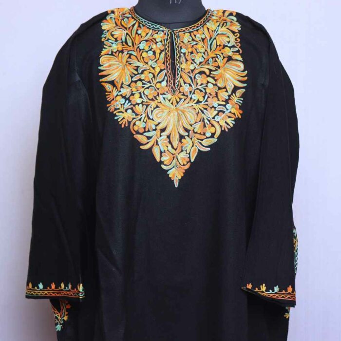 Black Magami Cashmilon Aari Pheran