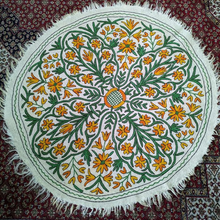 Sabzar Handmade Aari Embroidered Wool Namda 5FT