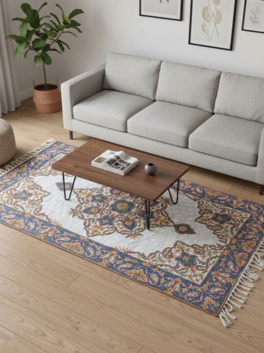 Mandala Hand-Embroidered 5x3 Chainstitch Kashmiri Carpet/Rug