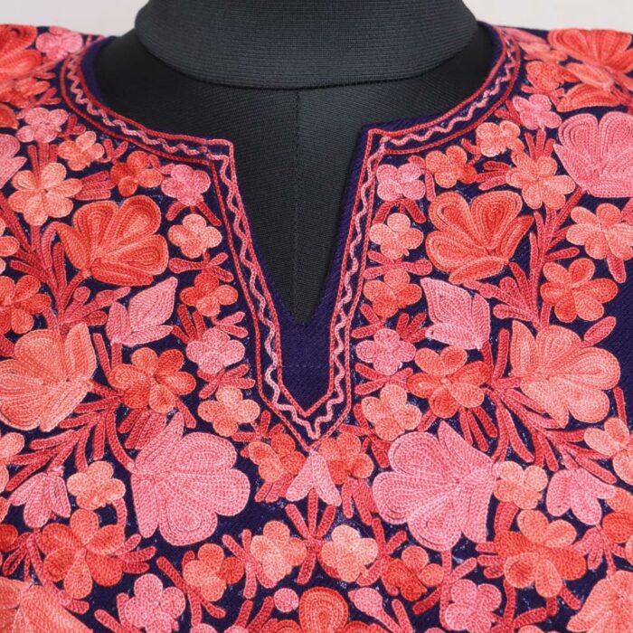 Dark Navy Blue Harud Cashmilon Aari Pheran - Image 3