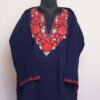 Dark Navy Blue Floral Cashmilon Aari Pheran