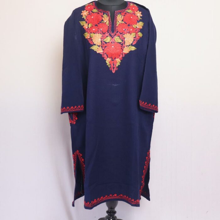 Dark Navy Blue WazulPosh Cashmilon Aari Pheran - Image 2