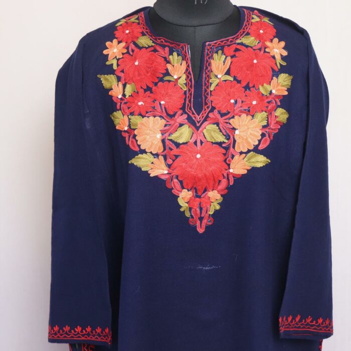 Dark Navy Blue WazulPosh Cashmilon Aari Pheran