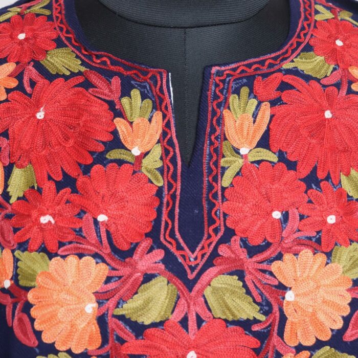 Dark Navy Blue WazulPosh Cashmilon Aari Pheran - Image 3