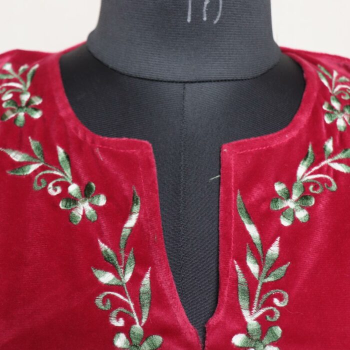 Maroon Velvet Cutwork Pheran - Image 3