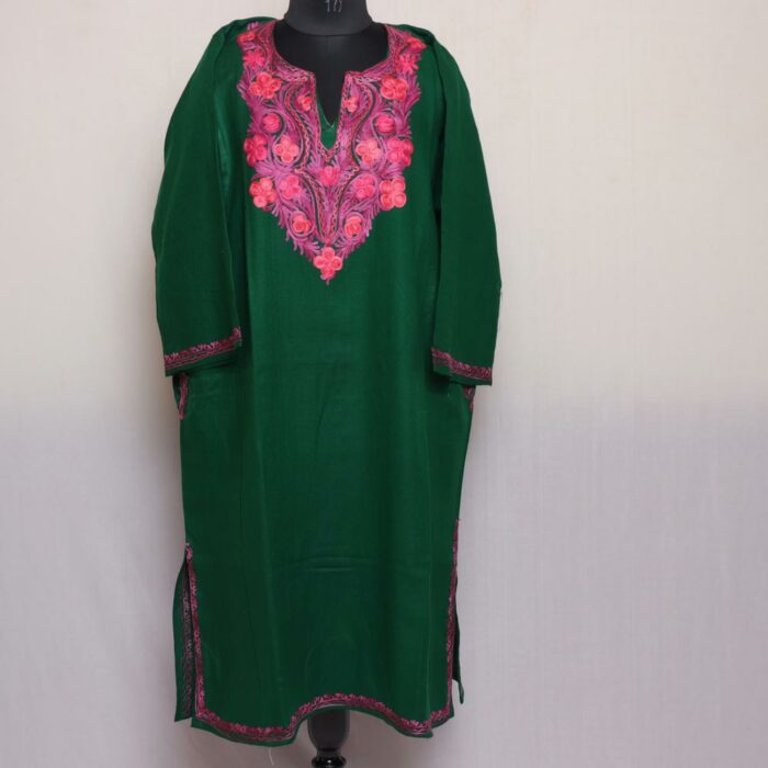 Green Harud Cashmilon Aari Pheran - Image 2