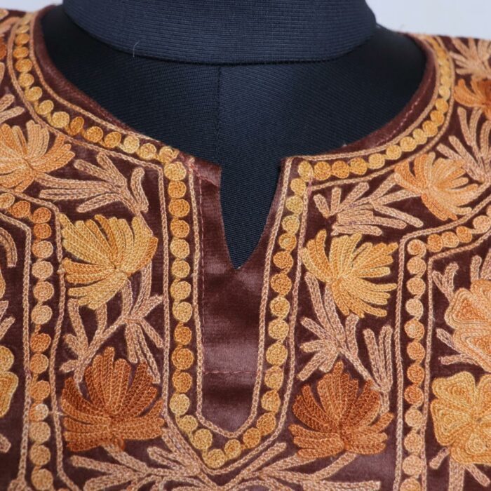 Brown Aari Velvet Pheran - Image 3