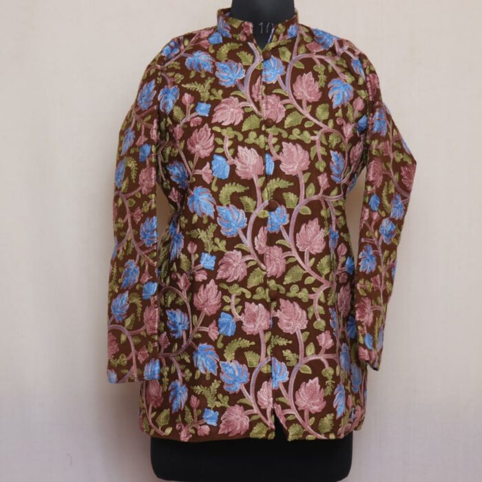Maroon Aari Cashmilon Kashmiri Jacket