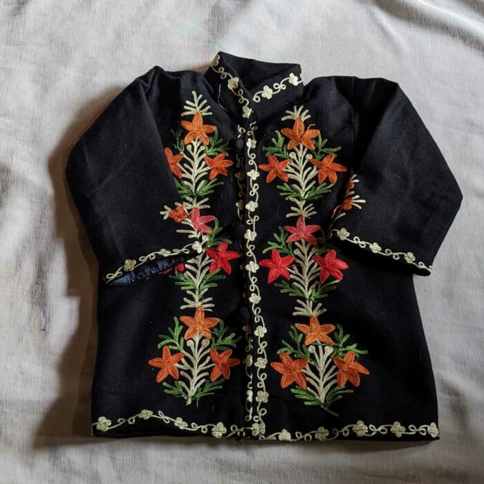 Black Star Kashmiri Kids Coat With Ari Work (L 17)