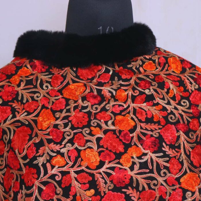 Black Multi Kashmiri Poncho With All Over Ari Embroidery - Image 2