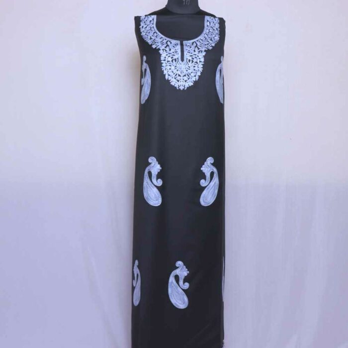 Black Badaami Kashmiri Woolen Suit With Aari Embroidery