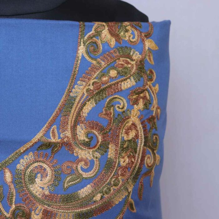 Blue Ze Kul Kashmiri Woolen Suit With Aari Embroidery - Image 3
