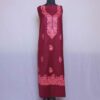 Maroon Booti Daman Kashmiri Woolen Spun Suit With Aari Embroidery