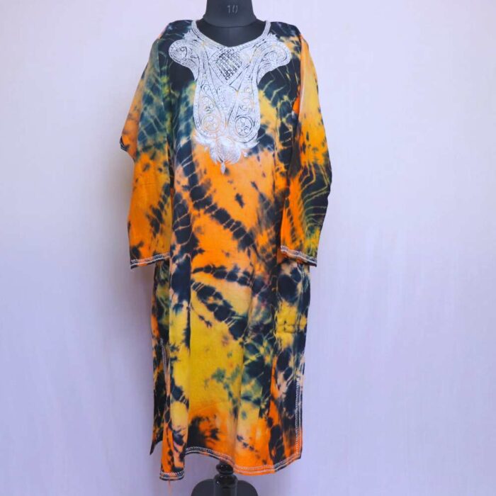 Kesari Tie-Dye Raffal Tilla Pheran - Image 2