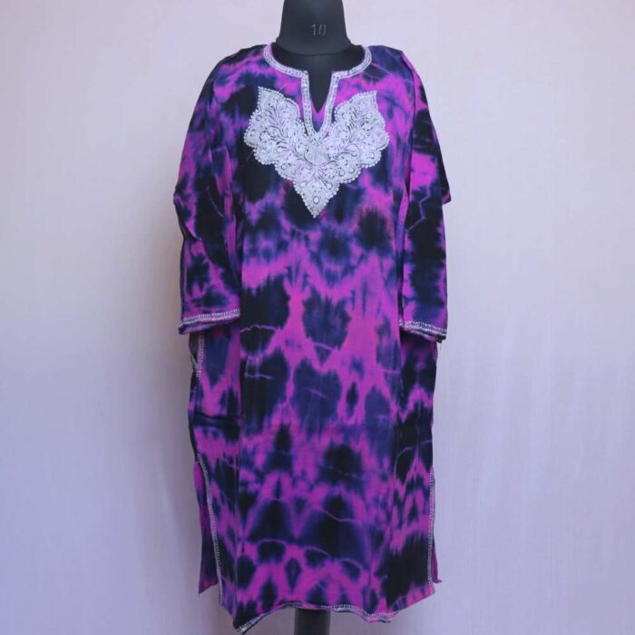 Purple Black Tie-Dye Raffal Tilla Pheran - Image 2