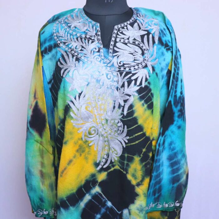 Aabi Tie-Dye Raffal Tilla Pheran