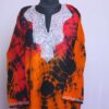 Rust Orange Tie-Dye Raffal Tilla Pheran
