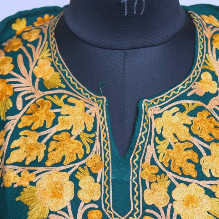 Green Lyodur Winter Kurta with Ari Embroidery - Image 2