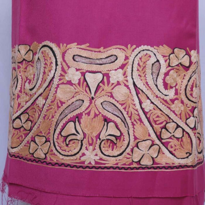 Pink Badaami Daman Kashmiri Winter Spun Suit With Aari Work - Image 2