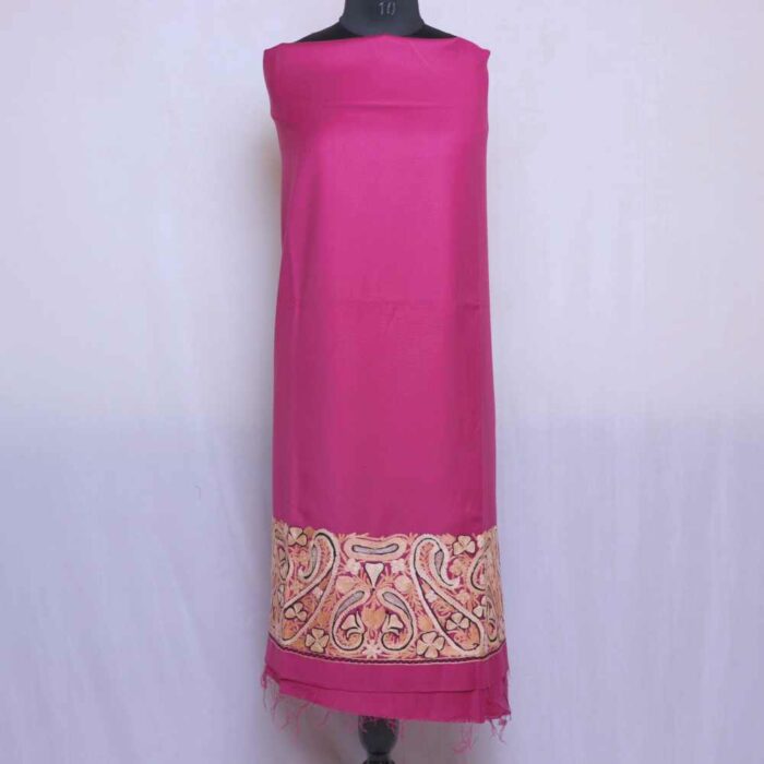 Pink Badaami Daman Kashmiri Winter Spun Suit With Aari Work