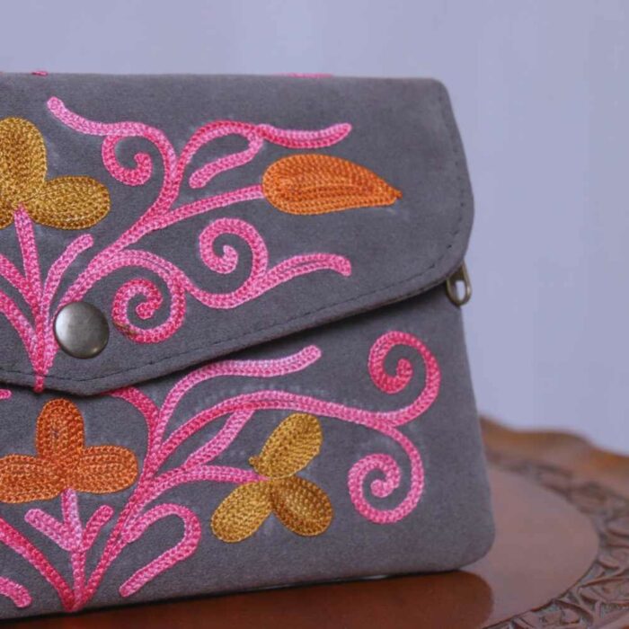 Grey Tic Tac Aari Embroidery Wallet - Image 2