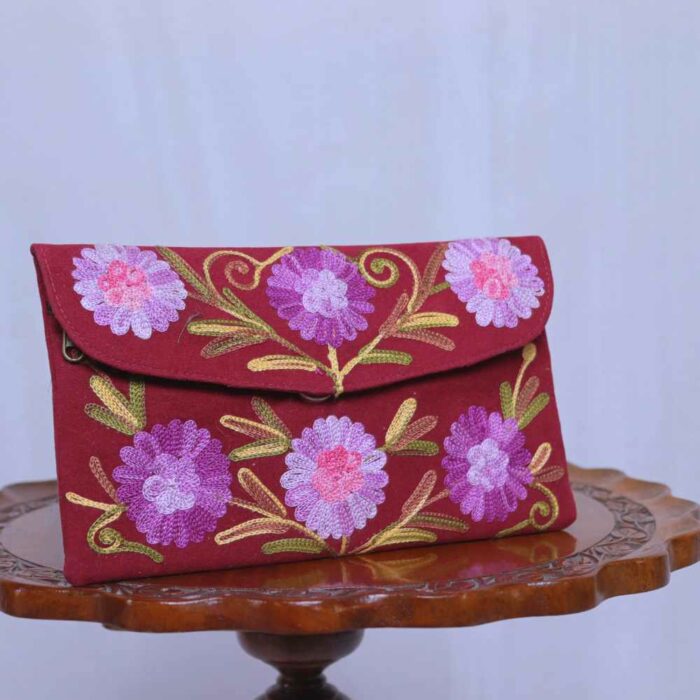 Maroon Purple Posh Tic Tac Aari Embroidery Wallet