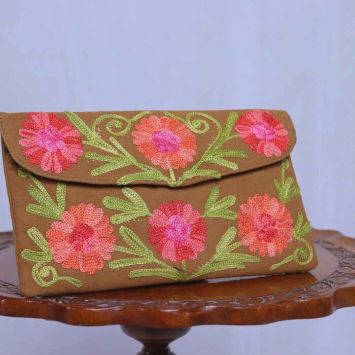 Beige Aftaab Tic Tac Aari Embroidery Wallet