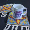 Set of 2 Blue Chainstitch Kashmiri Coasters