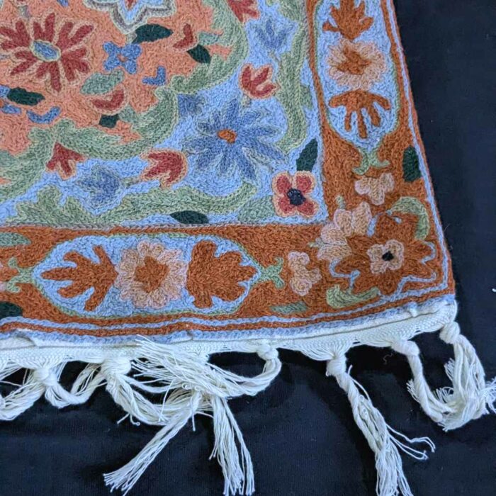 Aftaab Kashmiri Rug Mat 3x2 Chainstitch Hand-Embroidered - Image 2