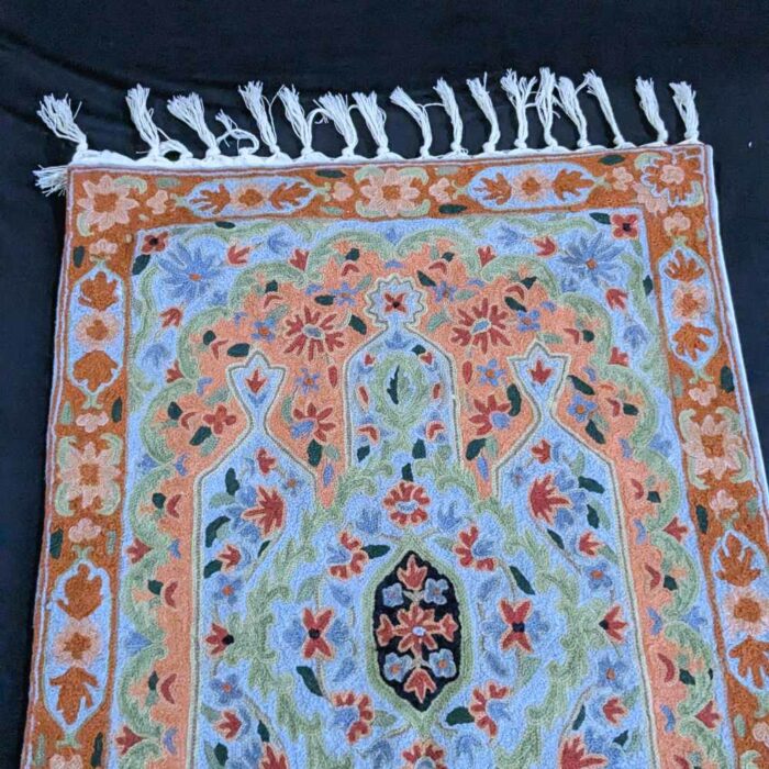 Aftaab Kashmiri Rug Mat 3x2 Chainstitch Hand-Embroidered - Image 3