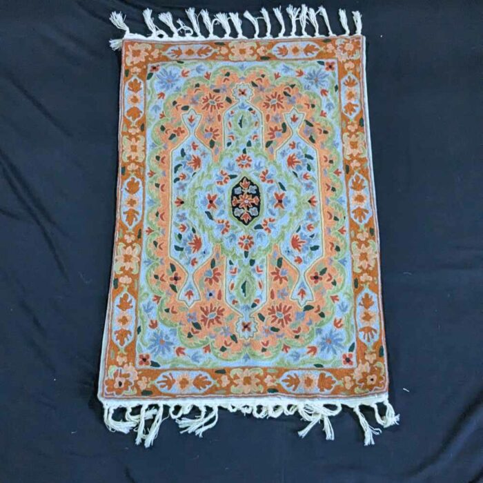Aftaab Kashmiri Rug Mat 3x2 Chainstitch Hand-Embroidered - Image 4