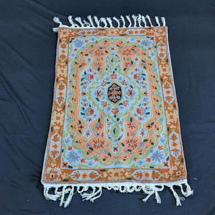 Aftaab Kashmiri Rug Mat 3x2 Chainstitch Hand-Embroidered