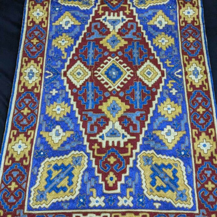 Abstract Pattern Kashmiri Rug 4x2.5 Chainstitch Hand-Embroidered - Image 4