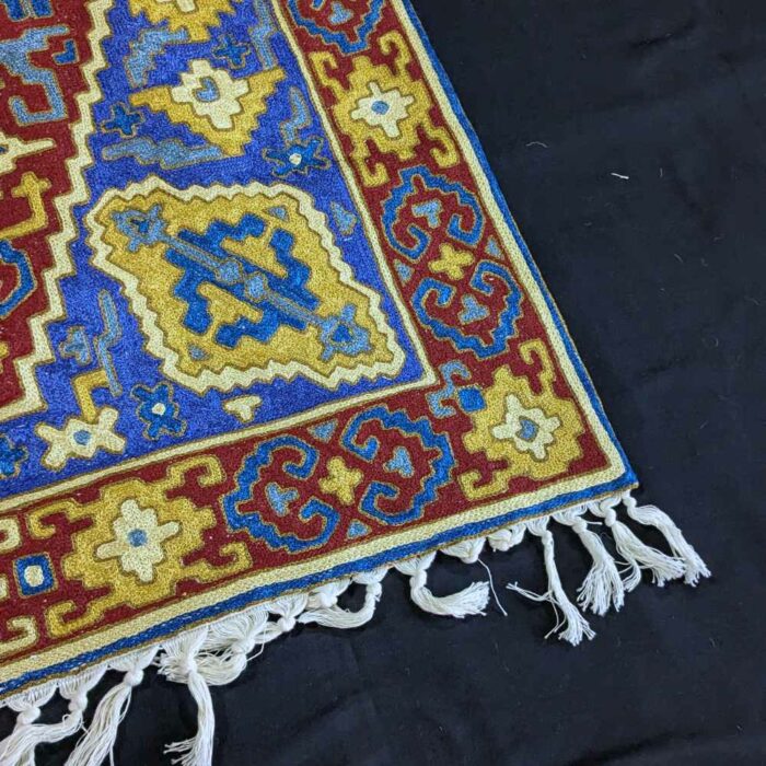 Abstract Pattern Kashmiri Rug 4x2.5 Chainstitch Hand-Embroidered - Image 2