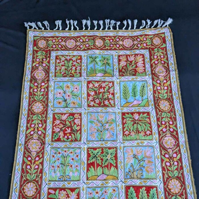 Hand-Embroidered 5x3 Trees Chainstitch Kashmiri Carpet/Rug - Image 3