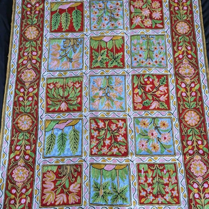 Hand-Embroidered 5x3 Trees Chainstitch Kashmiri Carpet/Rug - Image 6