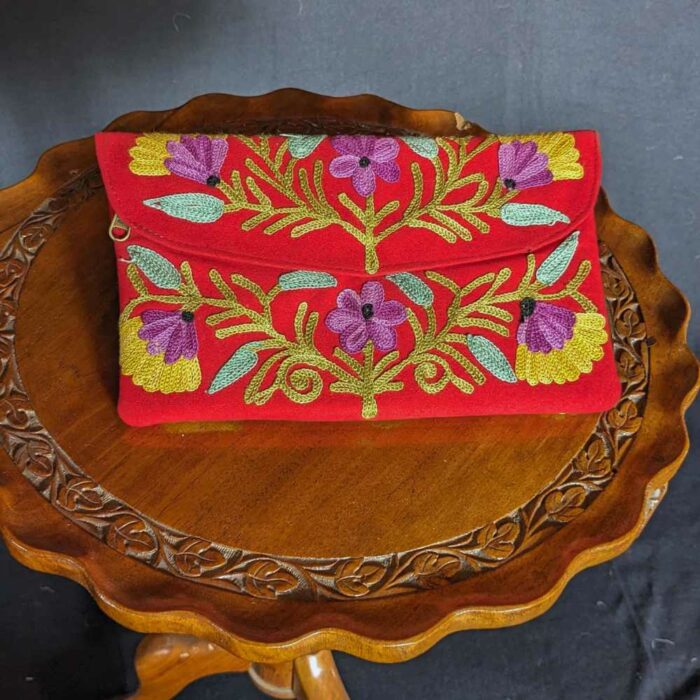 Red Lilac Posh Tic Tac Aari Work Wallet