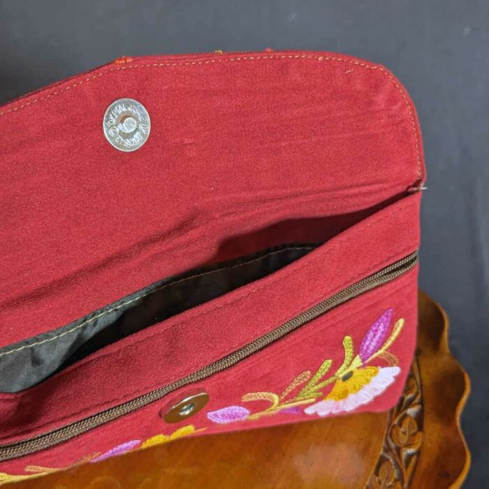Maroon Tic Tac Aari Work Wallet - Image 3